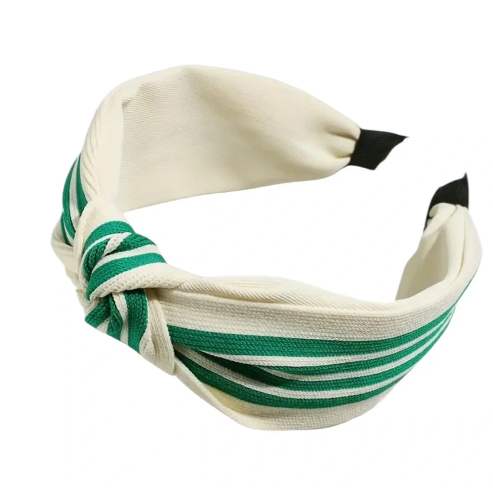 💖 3/$30 💖 Green and Cream Striped Knotted Headband